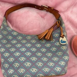 Vintage Y2K Denim Blue and Red Dooney & Bourke Bucket Bag